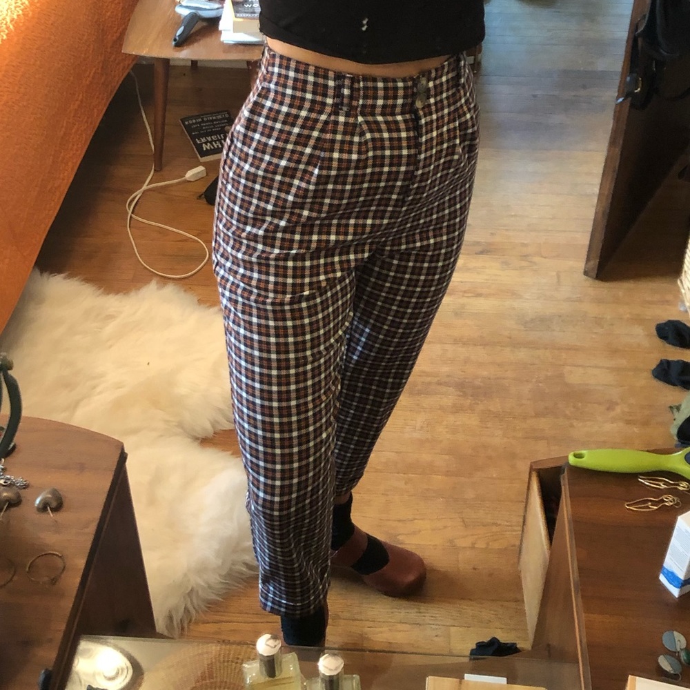 TopShop high waisted plaid trouser - size 4